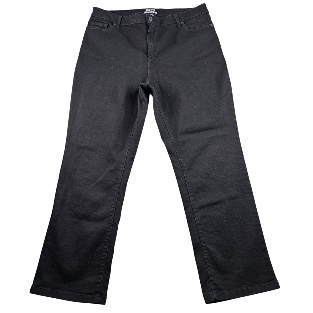 LL.Bean Straight Leg Jeans Women's Sz 18‎ Black Cotton Blend Classic Fit
